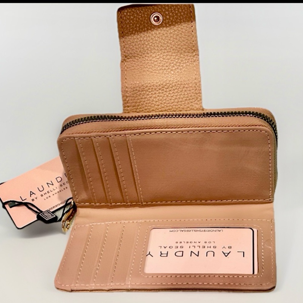 Laundry by Shelli Segal Pebbled Leather Tan Wallet with Gold Accent - Picture 3 of 4